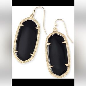 Kendra Scott Elle Black and Gold Drop Earrings
